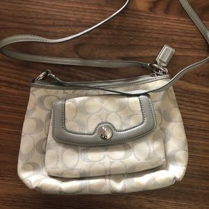 Silver Coach Crossbody Bag